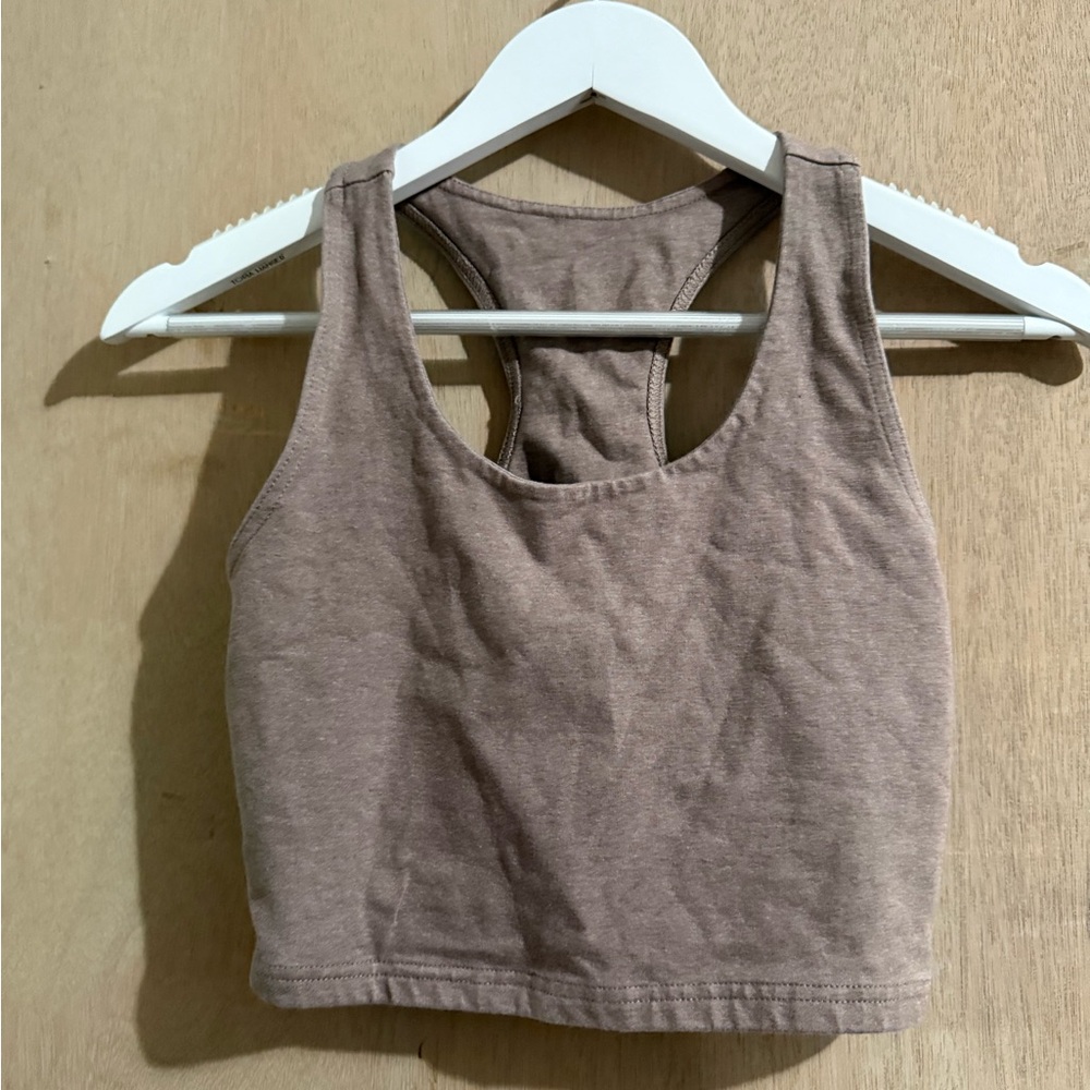 Pact Gray Racerback Cropped Tank brown